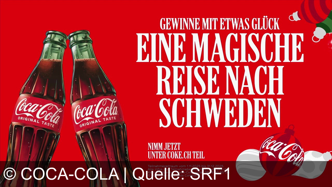 TV Werbung coca-cola - Erlebe magische Weihnachten mit Coca-Cola: Gewinne mit etwas Glück eine Reise nach Schweden! Jetzt teilnehmen auf coke.ch. Holidays are coming – Always Coca-Cola!