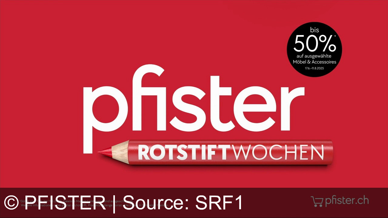 TV Werbung pfister - Es wird gerappt: "Bett, Stuhl, Bett, Bett, Stuhl, Zipper, Bett, Sessel, Stuhl, Lampe, Bett, Sessel, Stuhl, Sessel, Sessel, Bett, Stuhl, Sofa, Bett, Tisch." Entdecke hochwertige Möbel und Accessoires bei Pfister's Rotstiftwochen: Spare bis zu 50% auf Stühle, Betten, Sofas und mehr! Gültig vom 17.6. bis 11.8.2025.