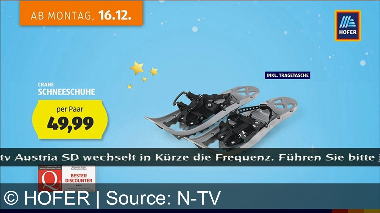 TV Werbung hofer - Entdecke ab 16. Dezember bei Hofer Weihnachtsgeschenke wie Kinder-Wintersporthelme für 29,99 € und CRANE Schneeschuhe mit Tragetasche für 49,99 €. Hofer, bester Discounter.