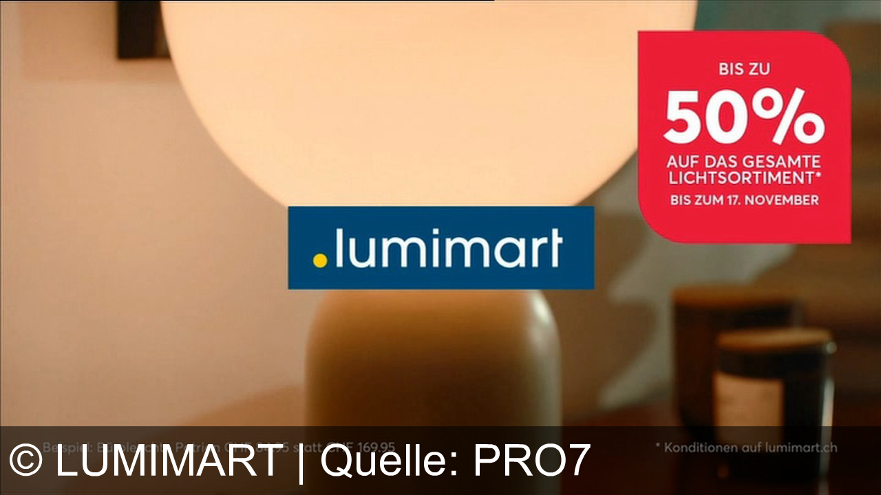 TV Werbung lumimart - Bis zum 17. November: Bis zu 50 % Rabatt auf das gesamte Lichtsortiment bei Lumimart – jetzt neue Lieblingsleuchten entdecken!