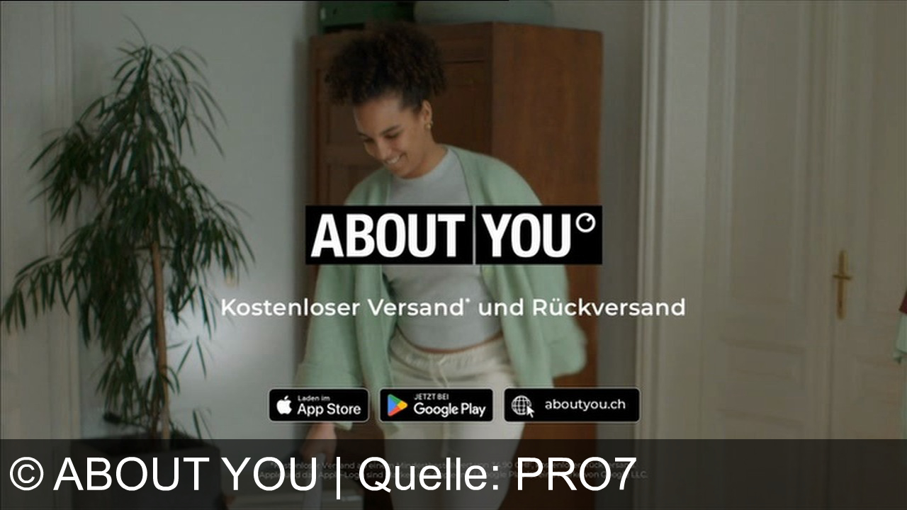 TV Werbung about you - Entdecke deine Lieblings-Outfits mit der About You App. Kostenloser Versand ab 34,00 CHF. Erhältlich im App Store und bei Google Play.