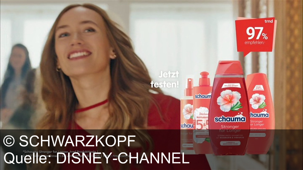 TV Werbung schwarzkopf - Schönes, starkes, langes Haar mit Schauma Stronger for Longer – deine Pflegeroutine mit Hibiskus und Rosmarin. Jetzt testen und erleben, warum 97% es empfehlen!