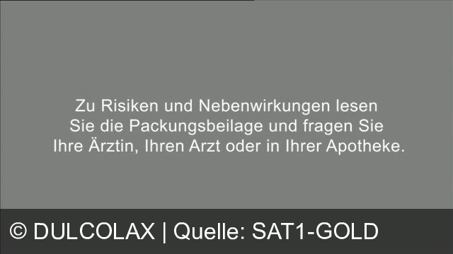 TV Werbung dulcolax - Dulcolax-Dragees und Zäpfchen helfen gegen Verstopfung für einen guten Start in den Tag. Schnelle Wirkung für ein befreites Leben. Packungsbeilage beachten.