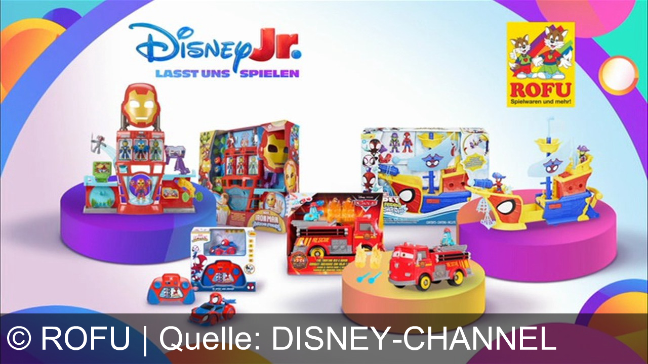TV Werbung rofu - Entdecke bei ROFU spannende Spielwaren und Produkte mit Disney Jr. Stars wie Spidey, Mickey Mouse und Lightning McQueen. Lasst uns spielen!