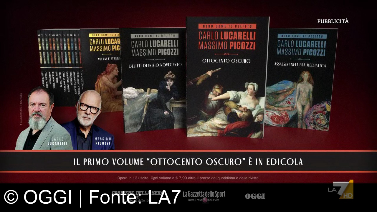 TV Werbung oggi - Scopri i segreti oscuri della storia con "Nero come il delitto" di Carlo Lucarelli e Massimo Picozzi, in edicola con Corriere della Sera e Oggi. Immergiti nei crimini dei secoli!