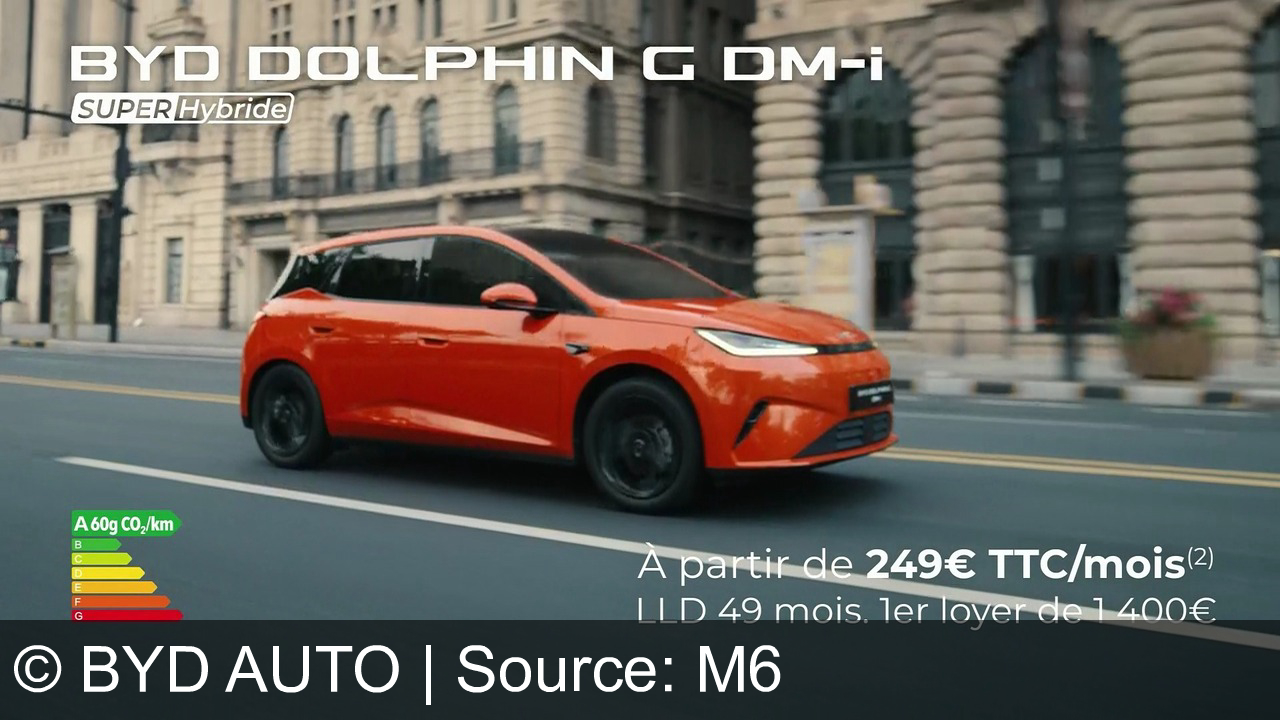 TV Werbung byd auto - BYD Seal U DM-i : l'élégance super hybride. Design raffiné, confort spacieux, et technologie avancée. Découvrez la nouvelle citadine BYD Dolphin G avec jusqu'à 1 040 km d’autonomie, à partir de 249 €/mois.