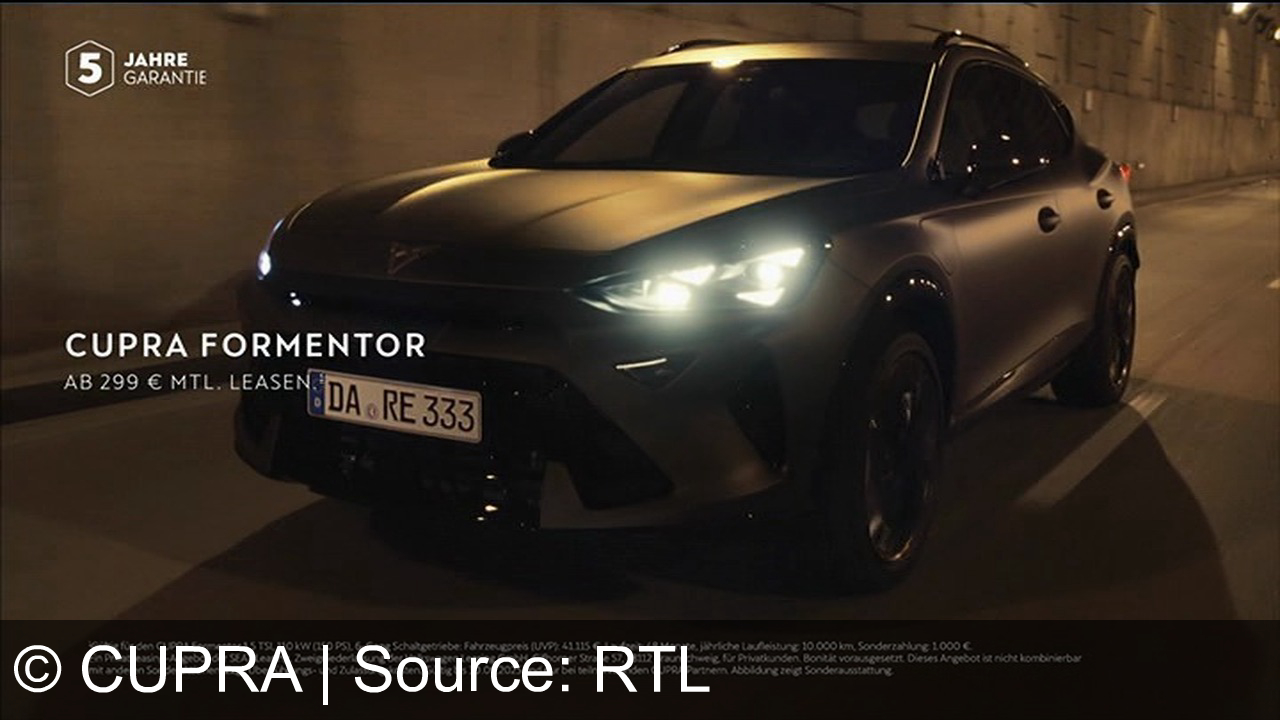 TV Werbung cupra - Cupra Formentor – Leidenschaft verbindet. 5 Jahre Garantie und jetzt ab 299 € mtl. leasen. Erlebe den Mythos auf vier Rädern – nur bei CUPRA.