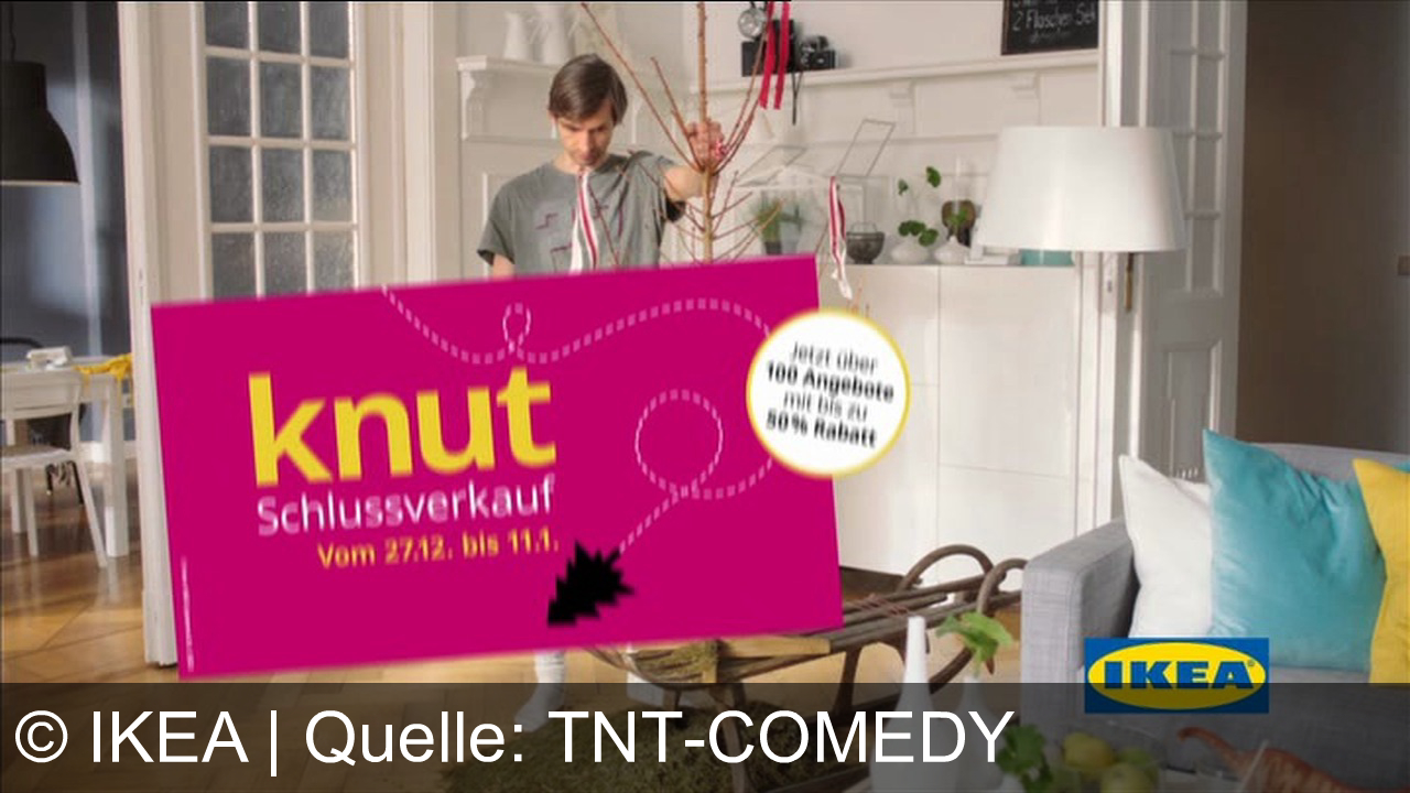 TV Werbung ikea - Bäumchen raus, aber nicht zu früh, Schnäppchen rein! Feiere den Knut Schlussverkauf bei IKEA: Über 100 Angebote bis 50% Rabatt nur vom 27.12. bis 11.1. – nur bei deinem IKEA!