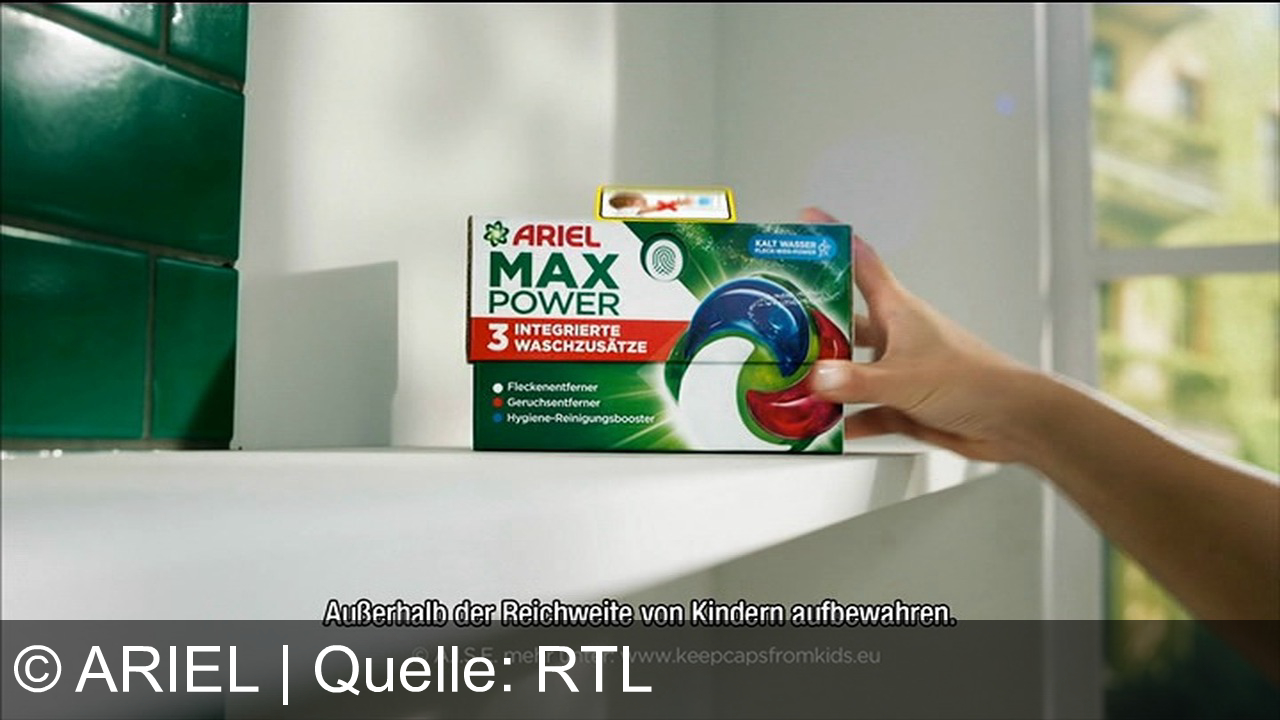 TV Werbung ariel - Ariel Max Power: Ein Pod mit drei Waschzusätzen für Flecken, Gerüche und Hygiene. In der Kraft liegt die Ruhe. Neu bei Coop.