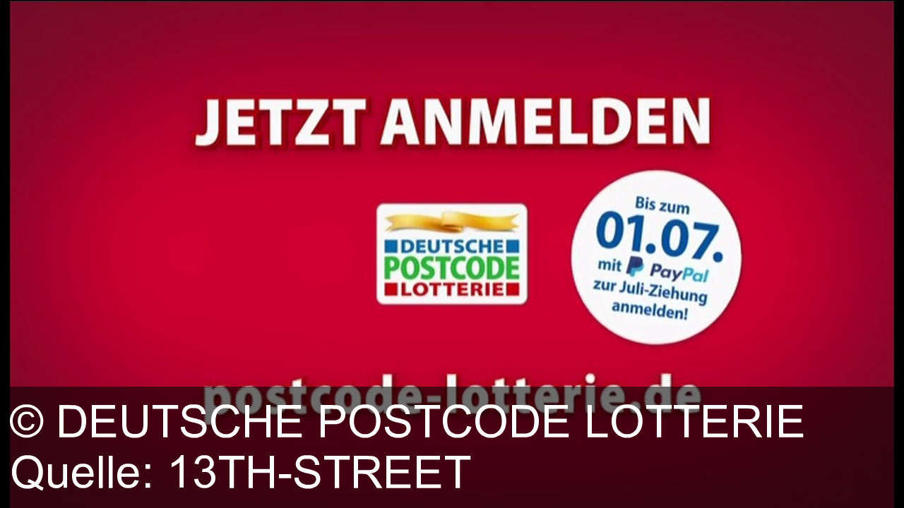 TV Werbung deutsche postcode lotterie - Kai Pflaume sagt: "Die deutsche Postcode-Lotterie verlost in der nächsten Ziehung eine Million Euro für ein Los. Vielleicht geht sie ja an euch. Oder zu dir. Zu dir eher nicht. Jetzt einfach ein Los kaufen und mit ein bisschen Glück Millionär werden." Und weil wir die Postcode-Lotterie sind, gewinnt der ganze Postcode ein Traumauto für jedes Los. Mit Paypal bis zum 1. Juli anmelden. Auf postcodelotterie.de