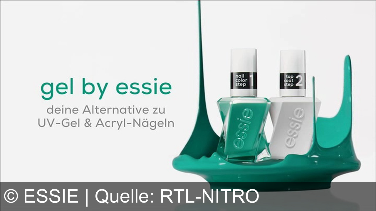 TV Werbung essie - Nagellack, der allem standhält? Gel by Essie. Jetzt in neuen Farben. Gelglanz-Finish. Bis zu 15 Tage Halt. Ohne UV-Lampe. In zwei einfachen Schritten. Gel by Essie. Deine Alternative zu UV-Gel und Acrylnägeln.
