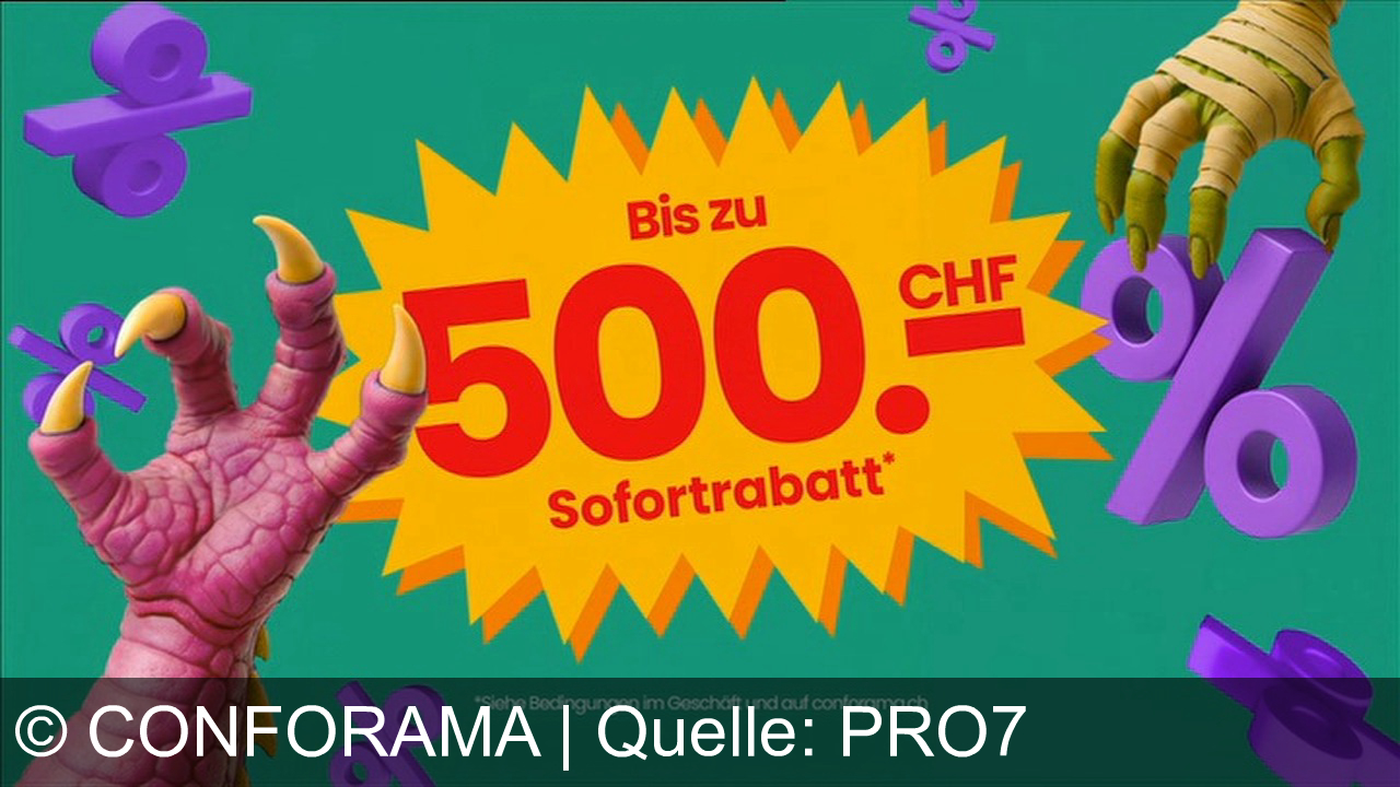 TV Werbung conforama - Wähle monströse Rabatte beim Conforama Monstermonat – bis zu 500 CHF Sofortrabatt! Jetzt auf conforama.ch: Was wählst du?