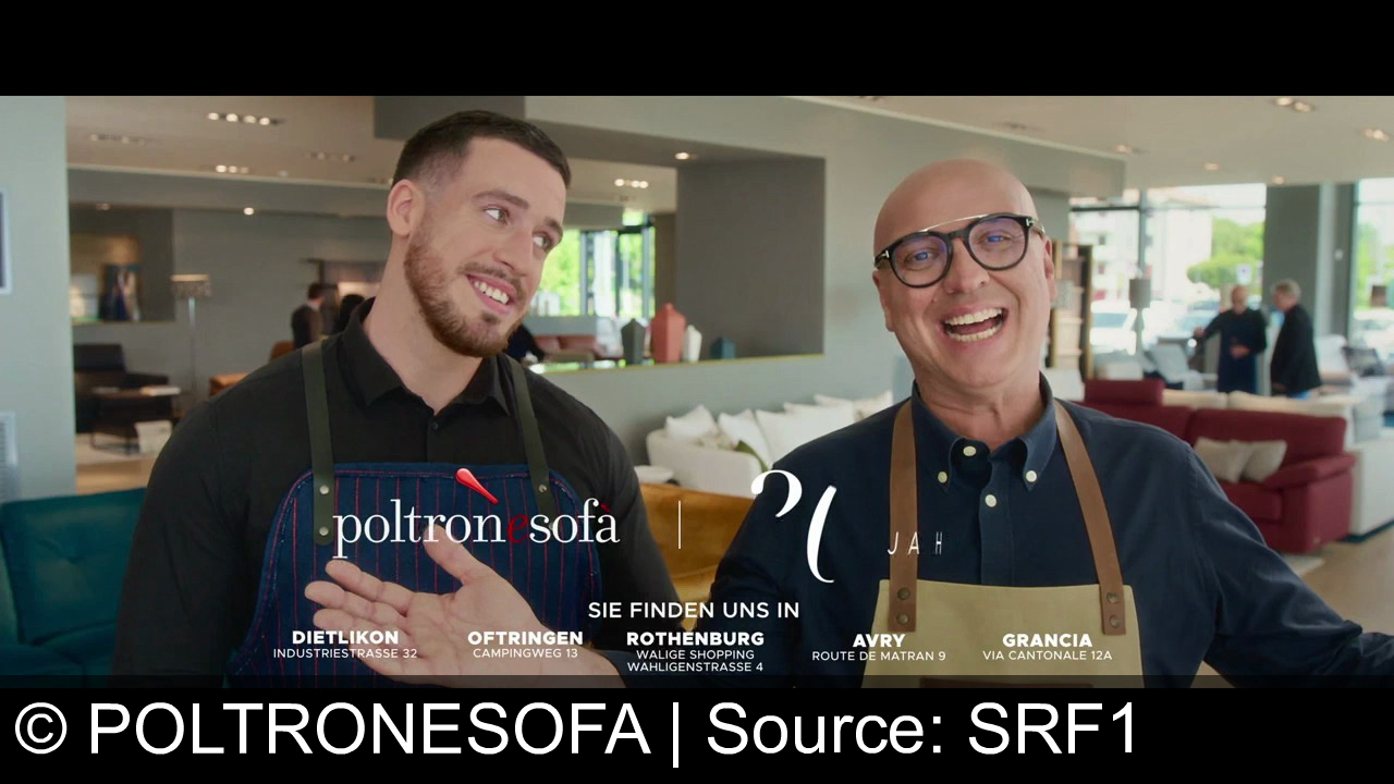 TV Werbung poltronesofa - Erleben Sie Komfort und Stil mit Poltrona Sofa! Sichern Sie sich 30% Rabatt und kostenlose Lieferung. Nur bis Samstag in Dietlikon, Oftringen, Rothenburg, Avry, Grancia. Poltrona Sofa – 30 Jahre Qualität!
