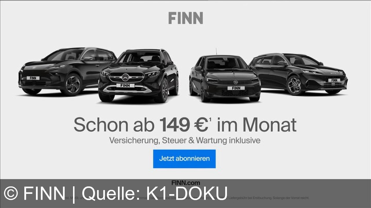 TV Werbung finn - Fürs Abschalten, Aufdrehen und alles dazwischen: das FINN Auto-Abo ab 149 € im Monat – Versicherung, Steuer & Wartung inklusive. Jetzt auf FINN.com abonnieren!