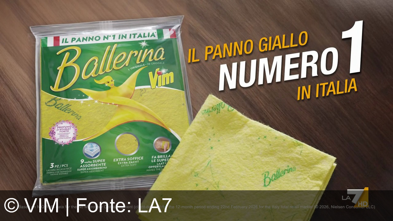 TV Werbung vim - Panno Giallo Ballerina Vim: super assorbente ed extra soffice, dona brillantezza a ogni superficie. Scegli l'originale, il panno N°1 in Italia!