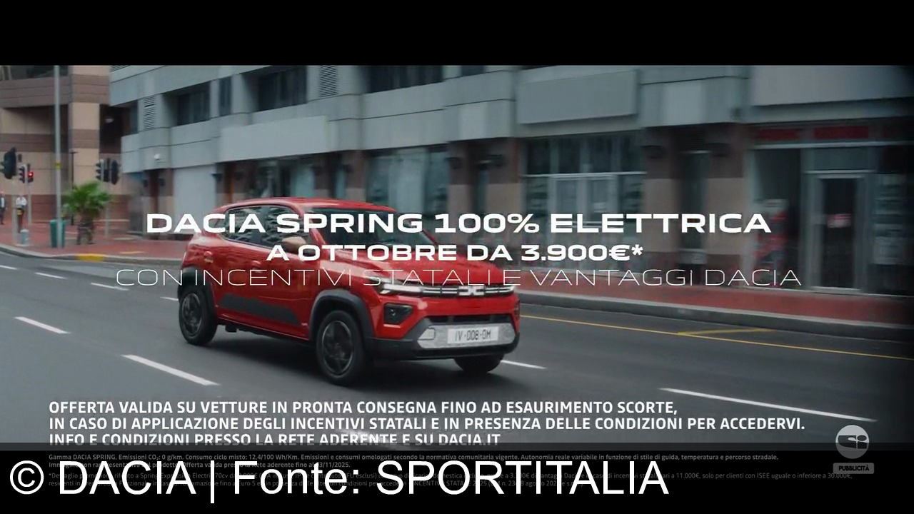 TV Werbung dacia - Alzarsi, lavorare, fare la spesa, accompagnare i figli e gestire la famiglia: Dacia Spring 100% elettrica: a ottobre tua da 3.900€ con incentivi statali! Zero emissioni, pronta consegna, vantaggi esclusivi Dacia. Scopri di più su dacia.it!