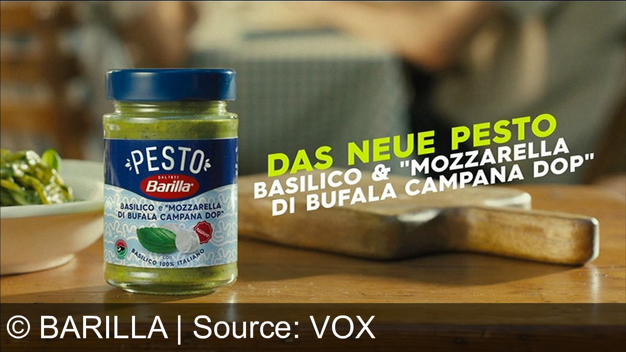 TV Werbung barilla - Pesto Barella präsentiert frisches Basilikum und Parmigiano Reggiano. So einzigartig cremig, dass du nicht widerstehen kannst. Und für einen zarten Geschmack das neue Pesto Basilico mit Mozzarella di Bufala Campana D.O.P.