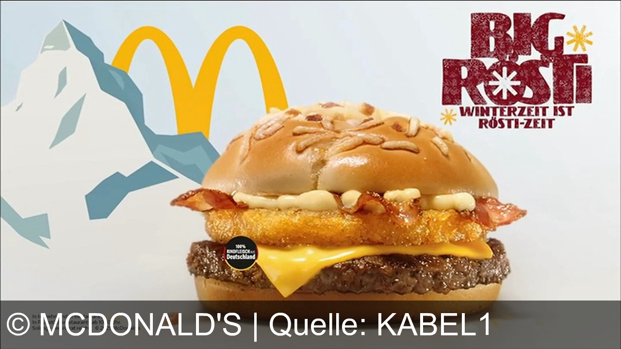 TV Werbung mcdonald's - Big Rösti ist zurück: Knuspriger Rösti, saftiges Rindfleisch aus Deutschland, zarter Bacon und Käse – nur für kurze Zeit bei McDonald's! Winterzeit ist Rösti-Zeit.