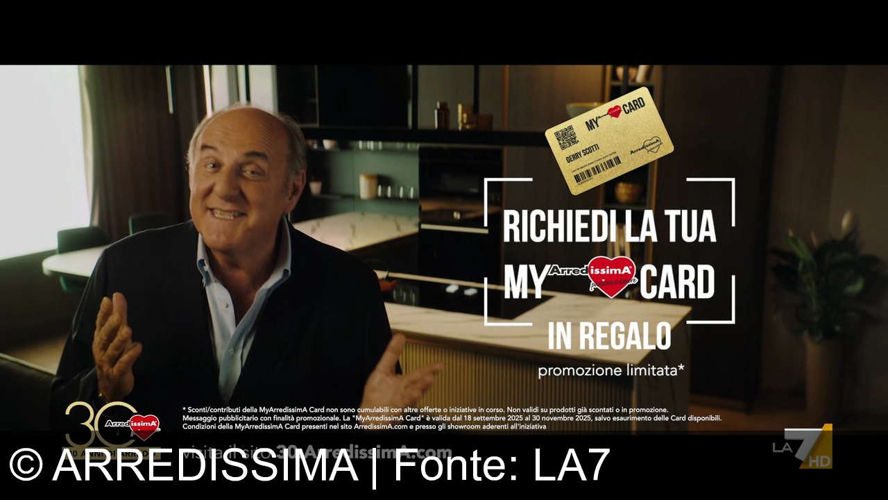 TV Werbung arredissima - Festeggia 30 anni con Arredissima e Gerry Scotti! Richiedi la MyArredissima Card per sconti e cashback su divani da sogno. Arredissima, dove l’offerta è… lissima!