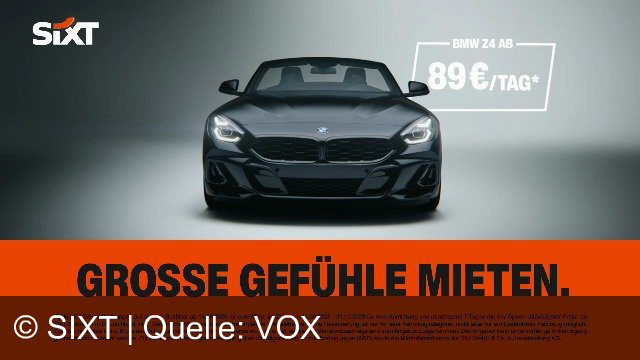 TV Werbung sixt - Sixt bietet günstige Mietpreise für große Autos wie den BMW Z4 ab 89 Euro pro Tag an, ideal für Wochenendausflüge mit der Familie.
