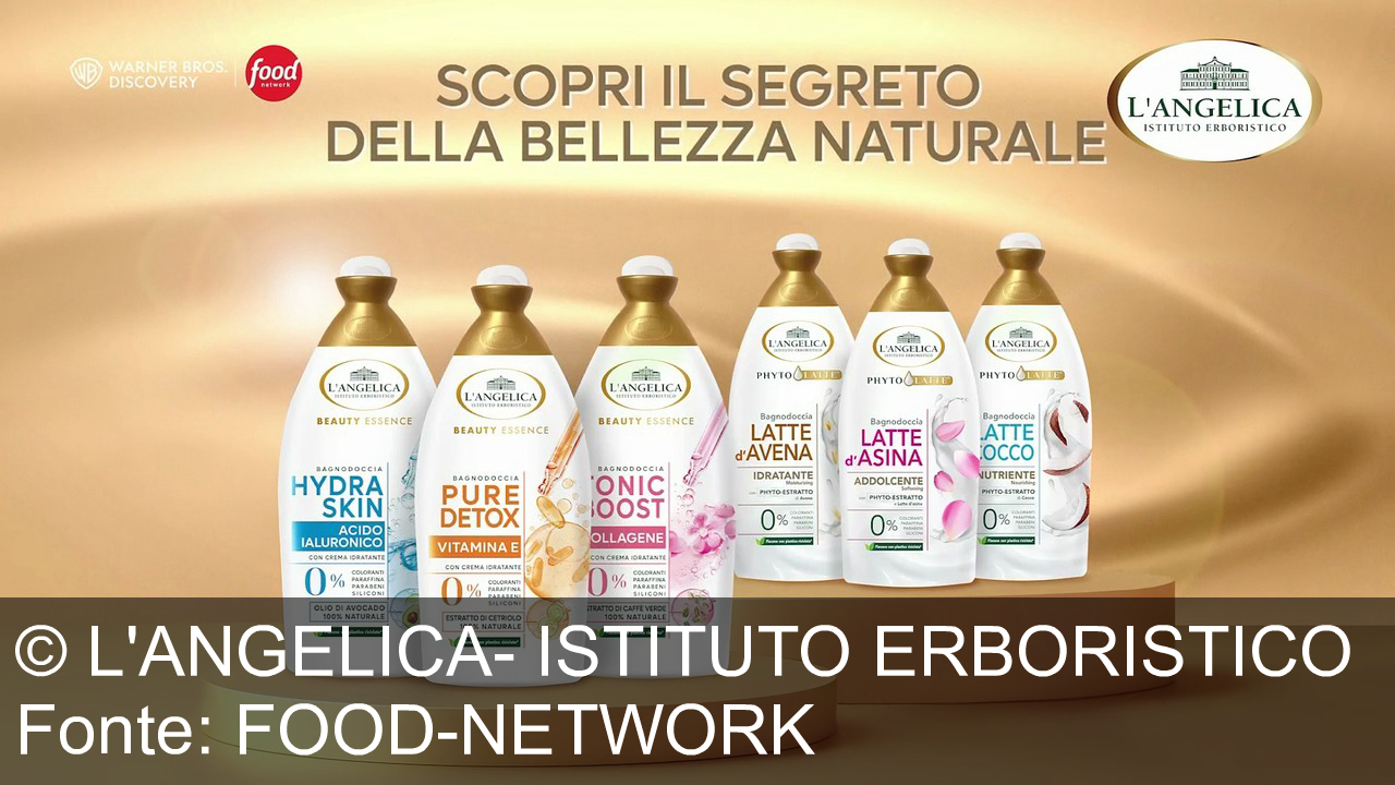 TV Werbung l'angelica- istituto erboristico - Scopri il segreto della bellezza naturale con L'Angelica Beauty Essence: bagnodoccia con collagene, acido ialuronico e vitamina E per una pelle idratata al 94%.