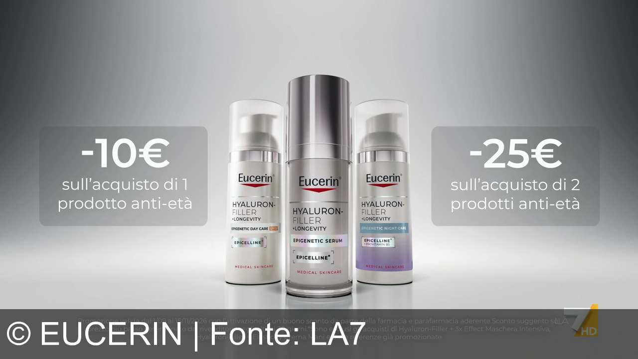 TV Werbung eucerin - Eucerin Hyaluron-Filler Siero Epigenetico con Epicelline: riattiva la longevità della pelle e corregge 10 segni dell'età. L'innovazione antietà N°1, ora con fino a 25€ di sconto!