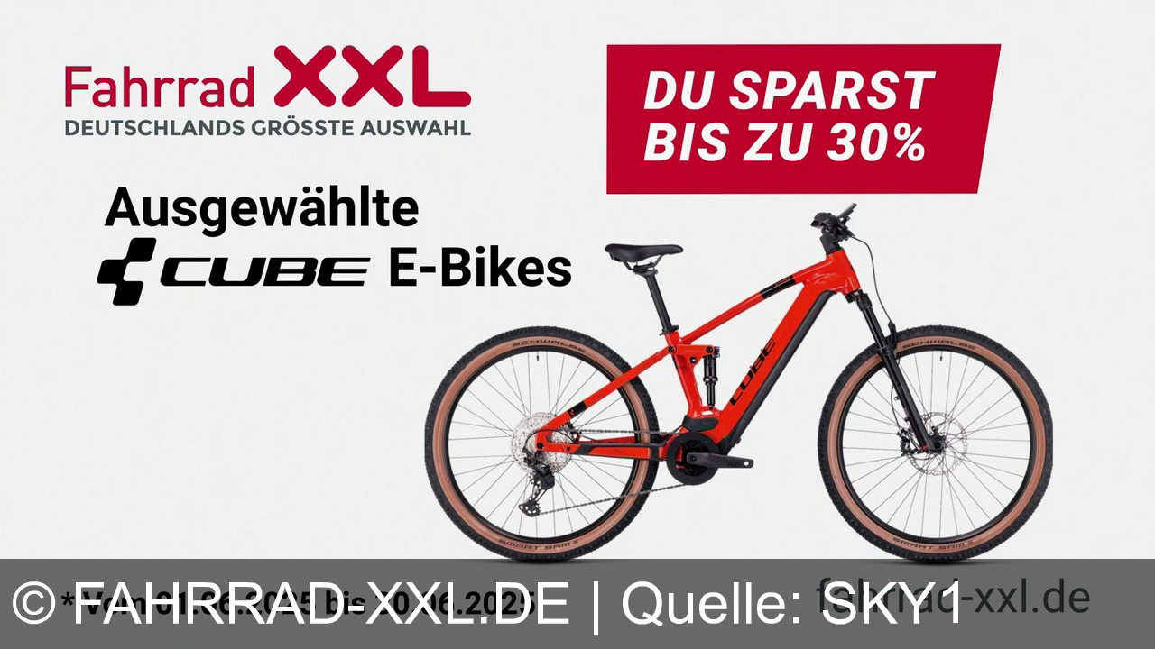 TV Werbung fahrrad-xxl.de - u suchst ein perfektes E-Bike, aber weißt nicht, wo du es suchen sollst? Komm zu Fahrrad XXL, Deutschlands größte Auswahl an Fahrrädern. Entdecke über 300 Marken und unzählige E-Bike-Modelle mit attraktiven Ratenzahlungen oder Leasing-Angeboten. Online oder in einer unserer 16 Filialen. Gehe jetzt auf fahrrad-xxl.de und spare bis zu 30% auf fahrrad-xxl.de. Nur für kurze Zeit. Ausgewählte Cube E-Bikes bis zu 30% reduziert auf fahrrad-xxl.de.