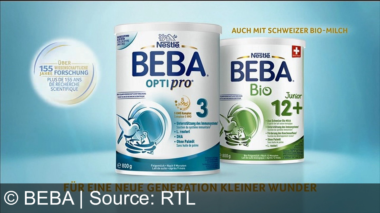 TV Werbung beba - Mit Nestlé BEBA Optipro 3 das Immunsystem stärken – für eine neue Generation kleiner Wunder. Hochwertige Proteine, Vitamin C und D aus Schweizer Bio-Milch für die gesunde Entwicklung Ihres Kindes.