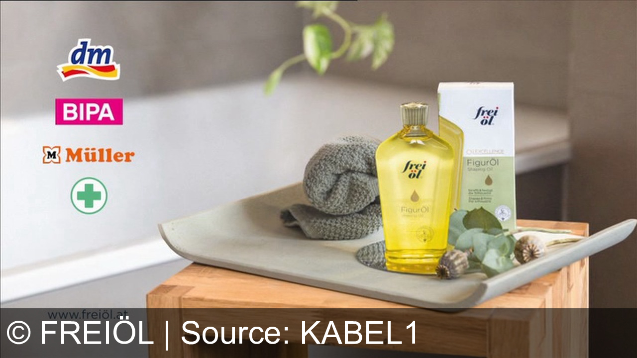 TV Werbung freiöl - 100% ich, aber mit strafferer Silhouette. Mit dem hautstraffenden Figolöl von Freiöl. Einfach in die feuchte Haut einmassieren. Mit Antizellulite-Effekt für glattere Haut. Bauch, Beine, Po mit dem Figolöl von Freiöl.