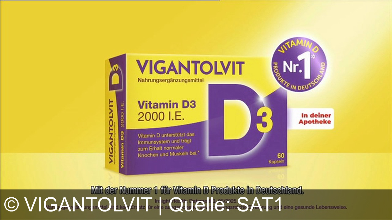 TV Werbung vigantolvit - Hol dir dein D zurück mit Vigantol® – Deutschlands Nr. 1 Vitamin-D-Produkt für dein Immunsystem, Knochen und Muskeln.