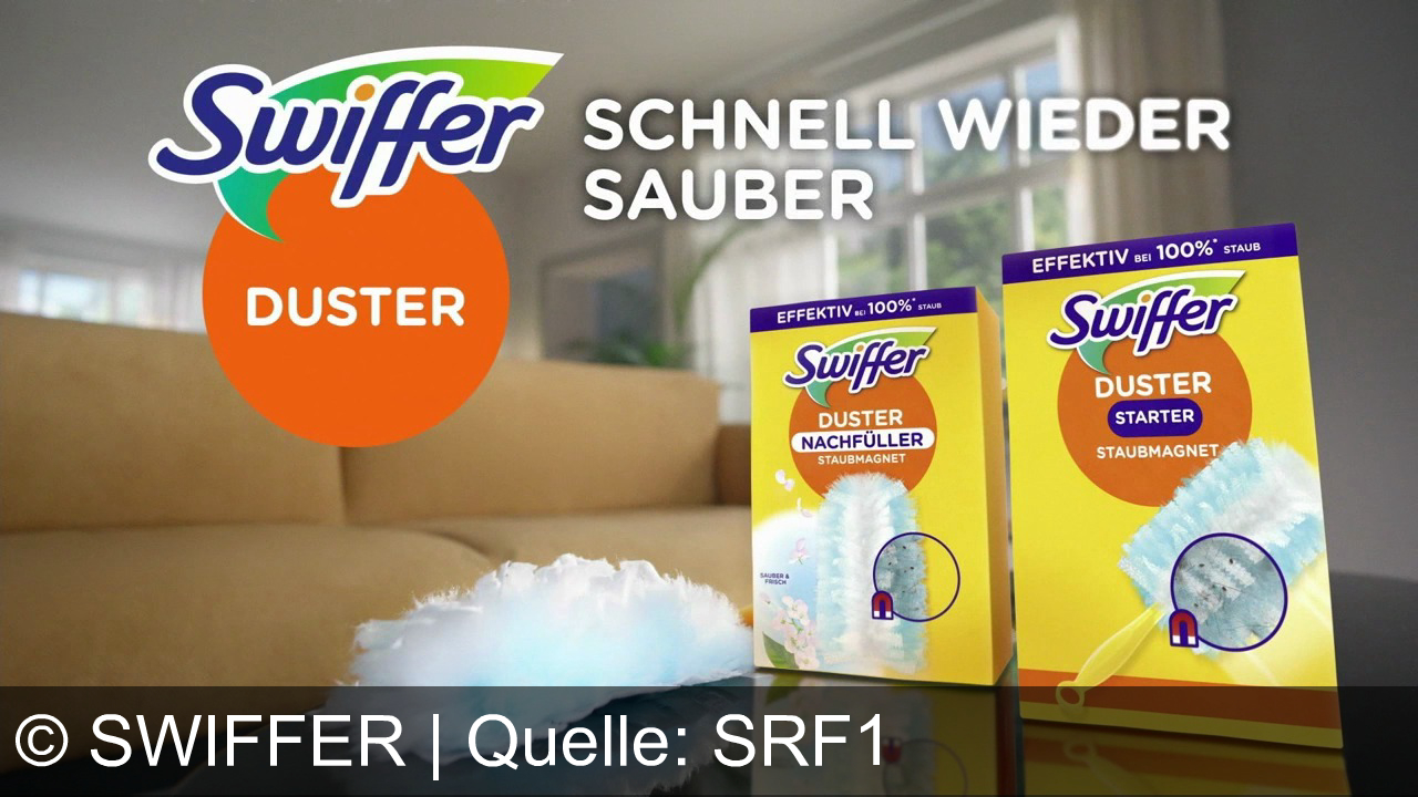 TV Werbung swiffer - Game over für Staub! Mit dem Swiffer Duster wird dein Zuhause schnell wieder sauber. Effektiv bei 100% Staub – der Staubmagnet für schwer erreichbare Stellen. Swiffer – sauber in Sekunden!