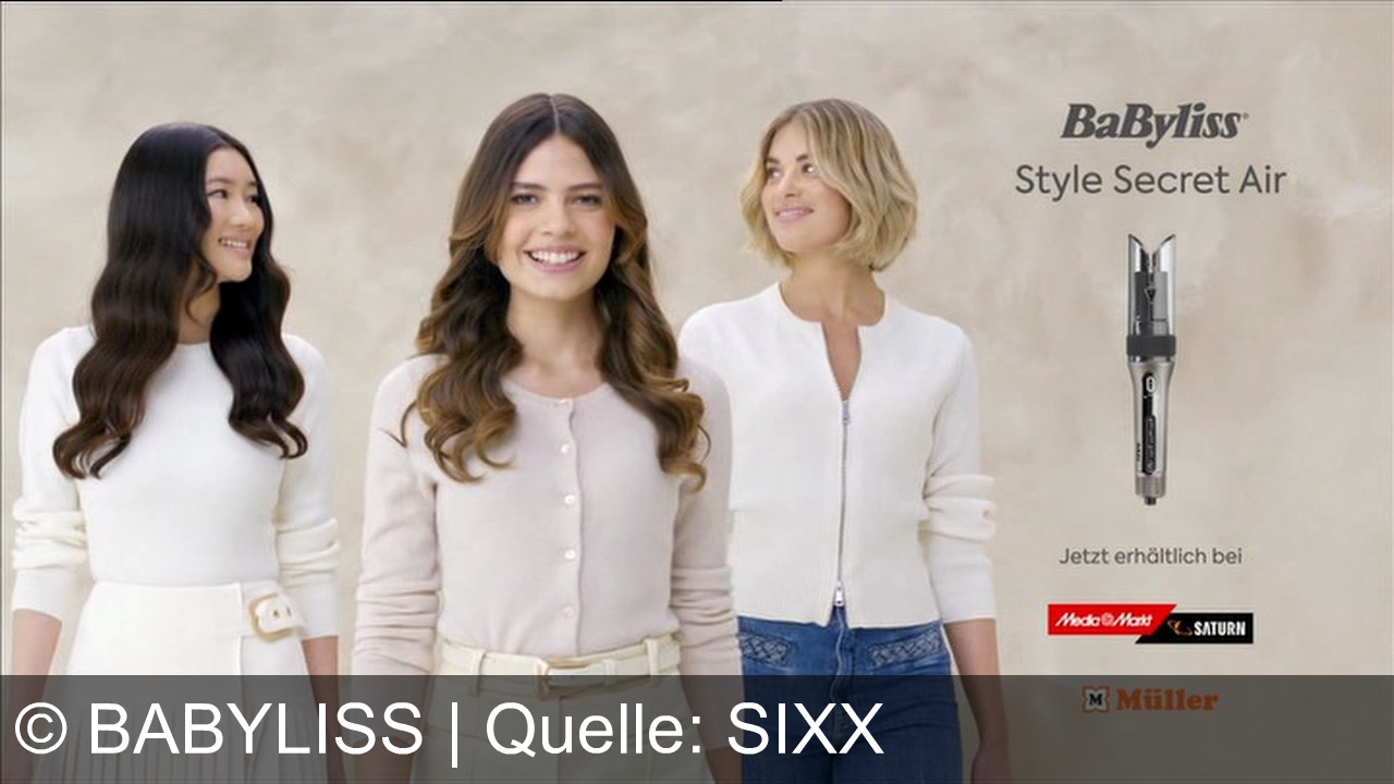TV Werbung babyliss - BaByliss Style Secret Air: Der automatische Lockenstab mit schonender Heißluft für mühelose Locken, Wellen & Blowout-Looks auf Knopfdruck. Jetzt bei MedaMart, SATURN & Müller.