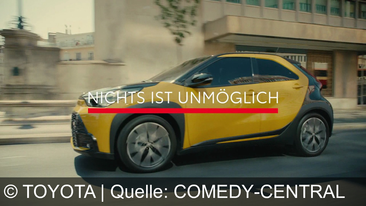 TV Werbung toyota - Entdecke den stylischen Toyota Aygo X – vielseitig, sparsam, mit Hybrid-Power und tierischem Fahrspaß. Jetzt leasen, Prämie sichern. Nichts ist unmöglich. Toyota.