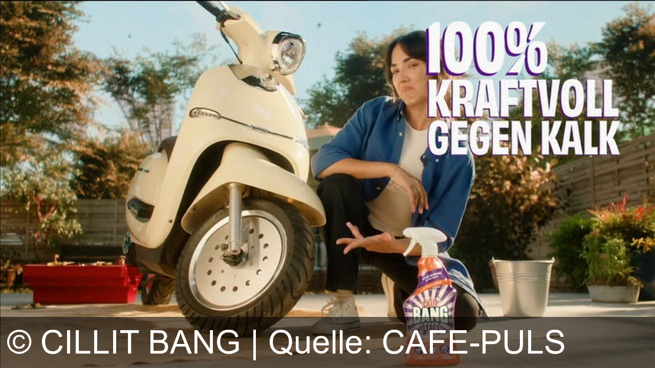TV Werbung cillit bang - 100% kraftvoll gegen Kalk, Schmutz und Rost in Bad und Küche: Mit BANG einfach aufsprühen, abspülen – und der Schmutz ist weg!