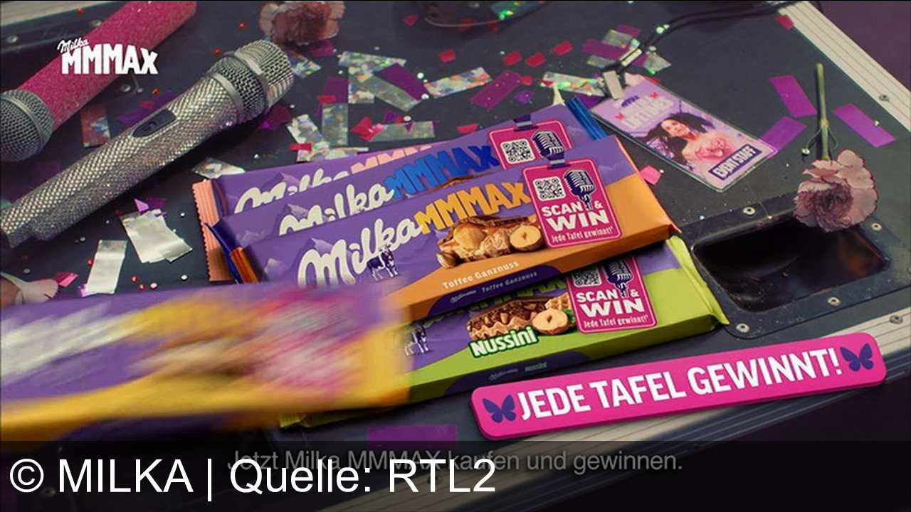 TV Werbung milka - Entdecke den Genuss von Milka MMMax Schoko & Keks – jetzt kaufen, scannen und mit etwas Glück Tickets für die Lifetime-Tour gewinnen! Jede Tafel ein Gewinn!