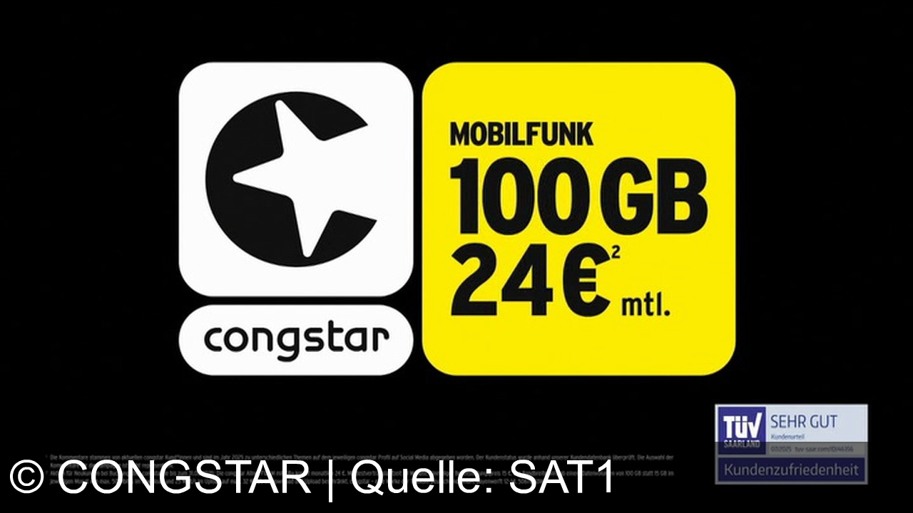 TV Werbung congstar - Mit congstar endlich Netz bei Oma: 100 GB für 24 € mtl. – TÜV-geprüfte Kundenzufriedenheit!