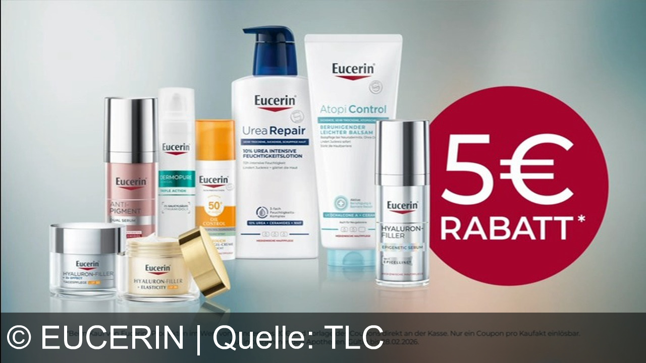 TV Werbung eucerin - Eucerin Epigenetic Serum mit Epicillin: Von Dermatologinnen empfohlen für sichtbar jüngere Haut. Jetzt 5 € Rabatt auf Eucerin Pflege – nur in deiner Apotheke!