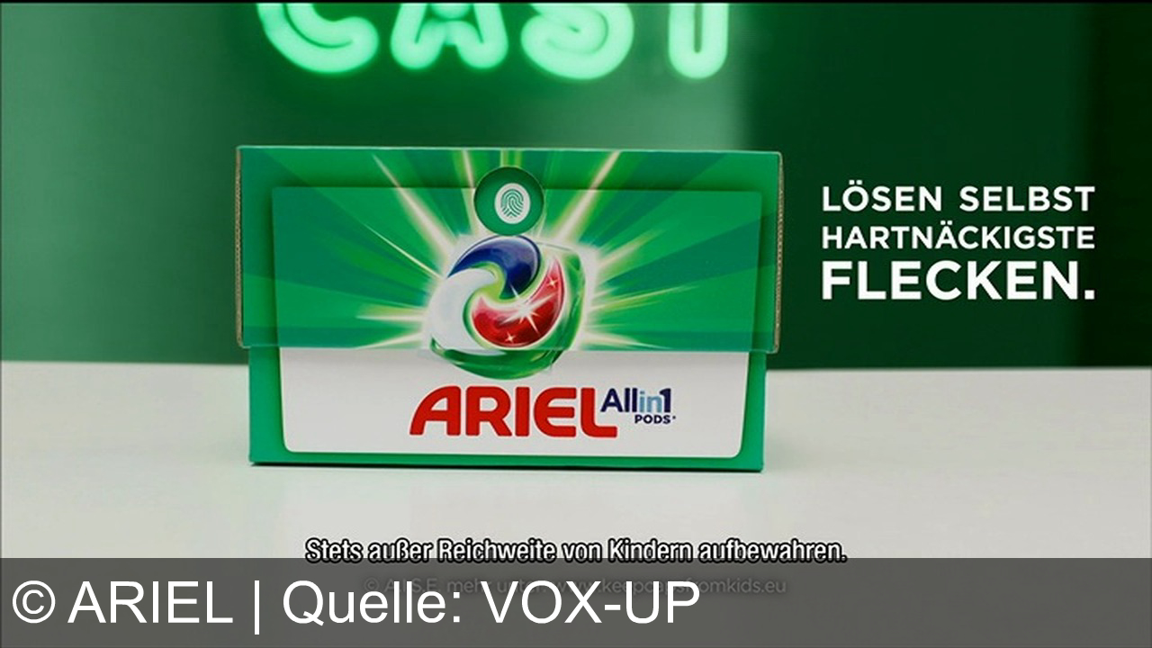 TV Werbung ariel - Ariel Pods: Selbst hartnäckige Flecken wie alte Tomatensauce werden bei nur 30 Grad entfernt. Sicher und effektiv.