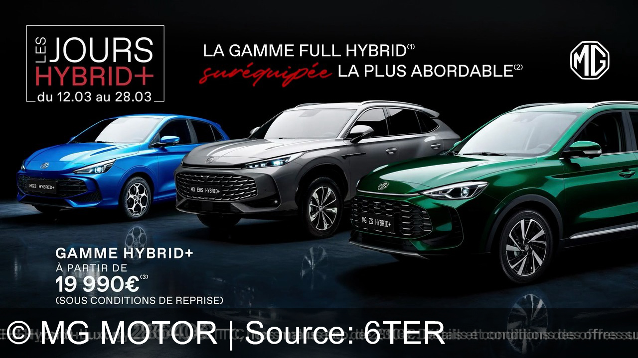 TV Werbung mg motor - Profitez des Jours Hybrid+ : la gamme Full Hybrid MG la plus abordable, à partir de 19 990€. Découvrez le SUV familial EHS, la citadine MG3 et le SUV compact ZS. Plus d'équipement, plus de technologie.