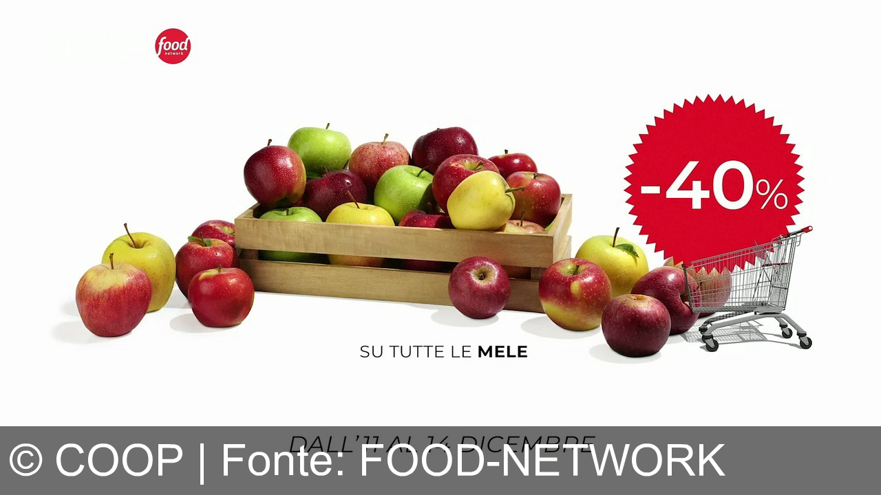 TV Werbung coop - Alla Coop, -40% su tutte le mele dall’11 al 14 dicembre! Porta la gioia in famiglia e fai una buona spesa: Coop sei tu, conviene a tutti!