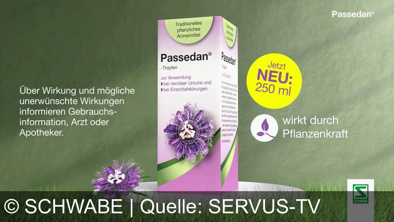 TV Werbung schwabe - Passedan® von Schwabe – die pflanzliche Lösung bei nervöser Unruhe und Einschlafstörungen. Jetzt neu als Großpackung: Für ruhige Tage und entspannte Nächte!