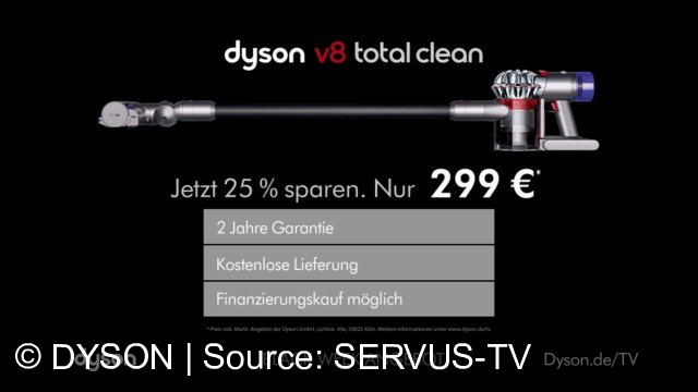 TV Werbung dyson - dyson v8 total clean 299€