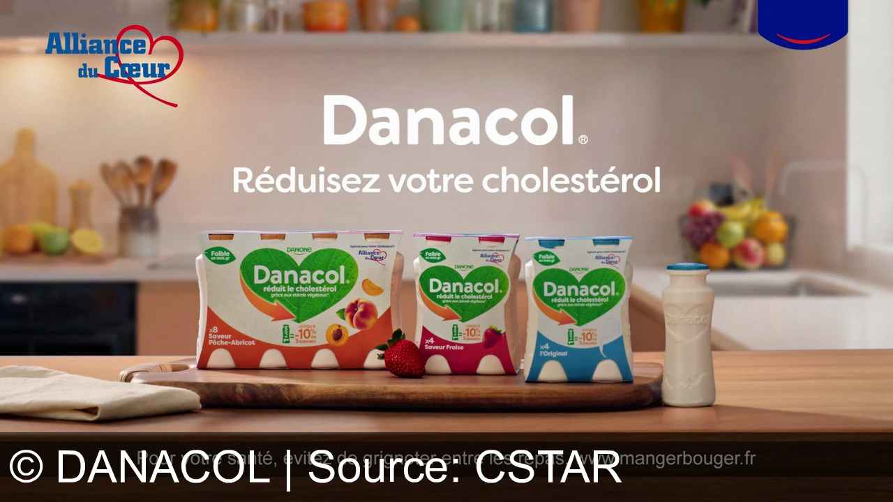 TV Werbung danacol - Danacol : réduisez votre cholestérol jusqu’à 10% en 3 semaines, même en savourant une pizza. Danone.