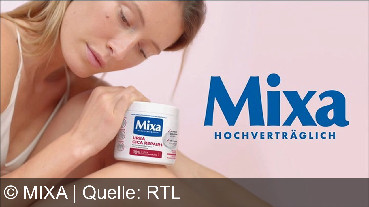 TV Werbung mixa - Mixa Cica Repair Plus mit 10% Urea – dermatologisch getestet, wirksam gegen Hautschuppen und hochverträglich. Gönn deiner Haut beste Pflege für unter 8 Euro – nur von Mixa!