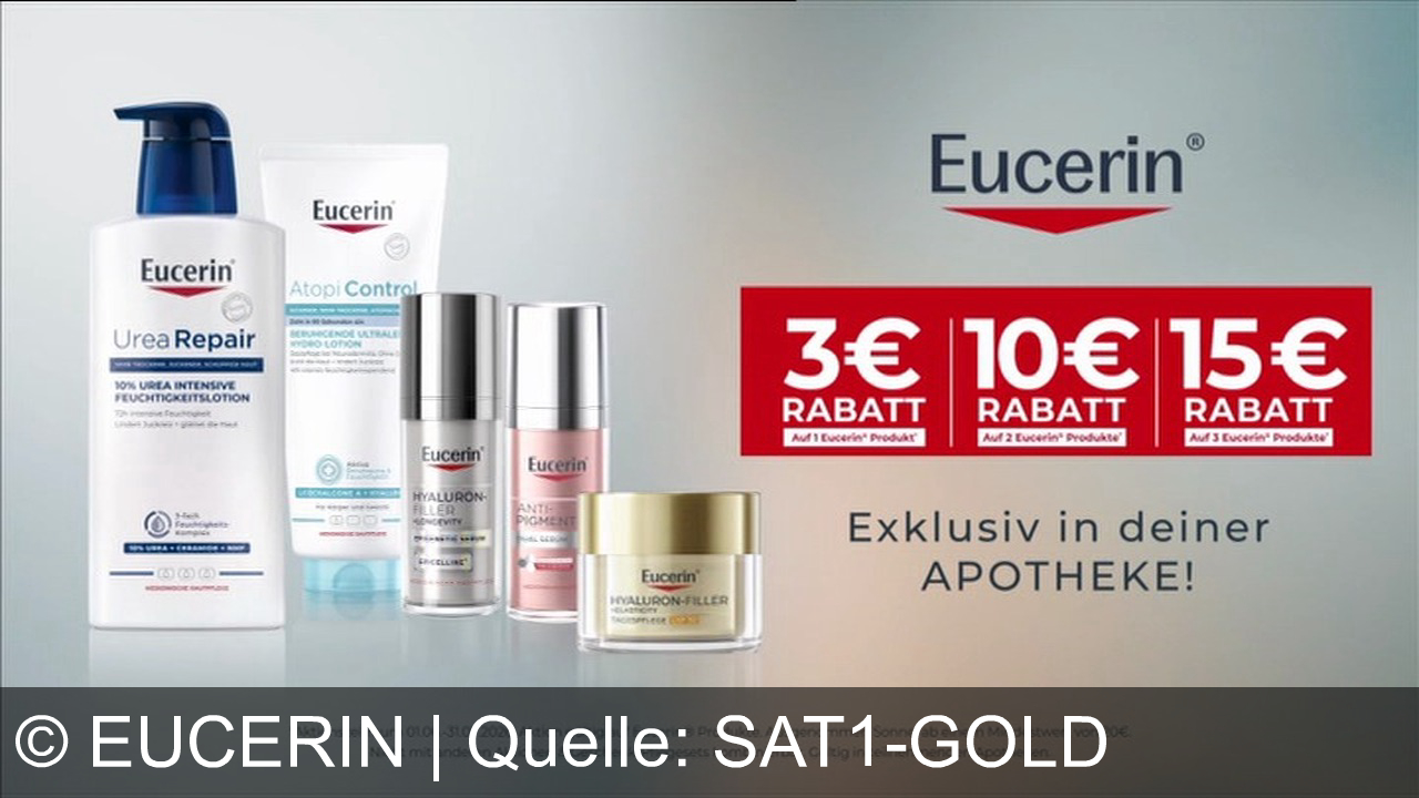 TV Werbung eucerin - Jünger aussehen mit dem Eucerin Epigenetic Serum! Reaktivieren Sie Ihre Jugendgene und sparen Sie bis zu 15 Euro Rabatt in der Apotheke.