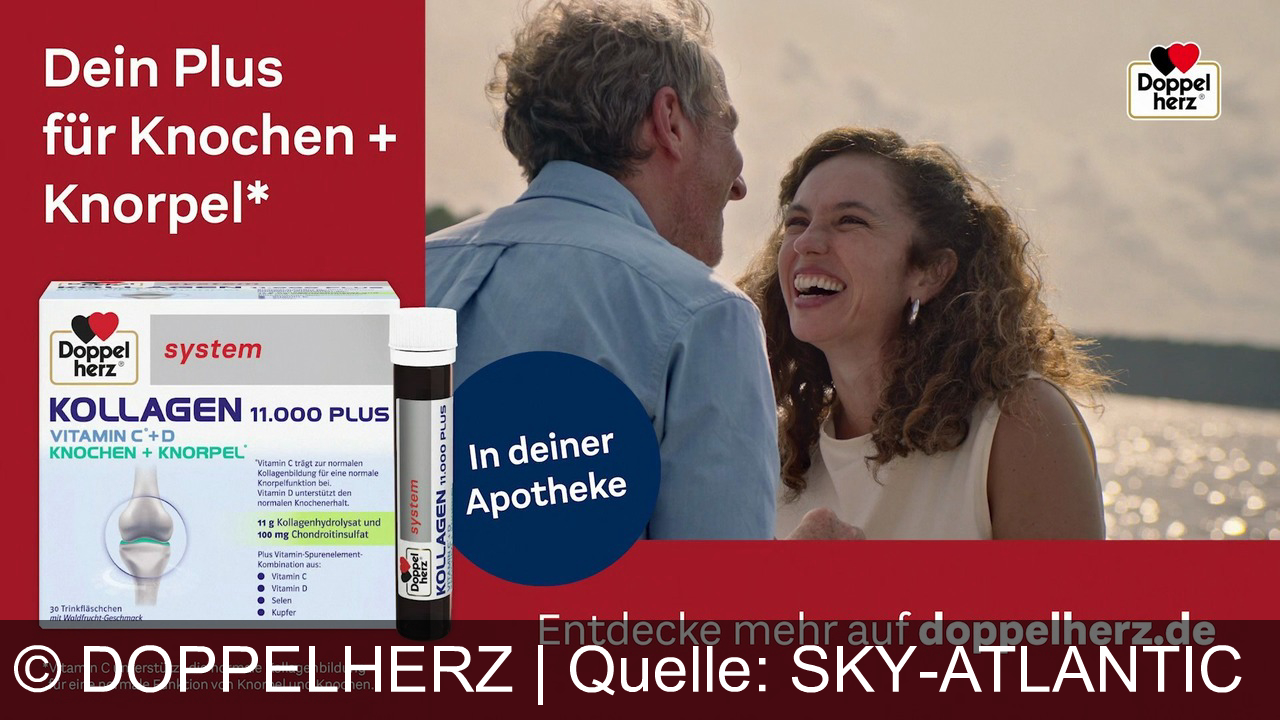 TV Werbung doppelherz - Stark im Leben, stark im Moment – mit Doppelherz system KOLLAGEN 11.000 PLUS. Vitamin C & D für gesunde Knochen und Knorpel. Fühl dich aktiv, entdecke mehr auf doppelherz.de!