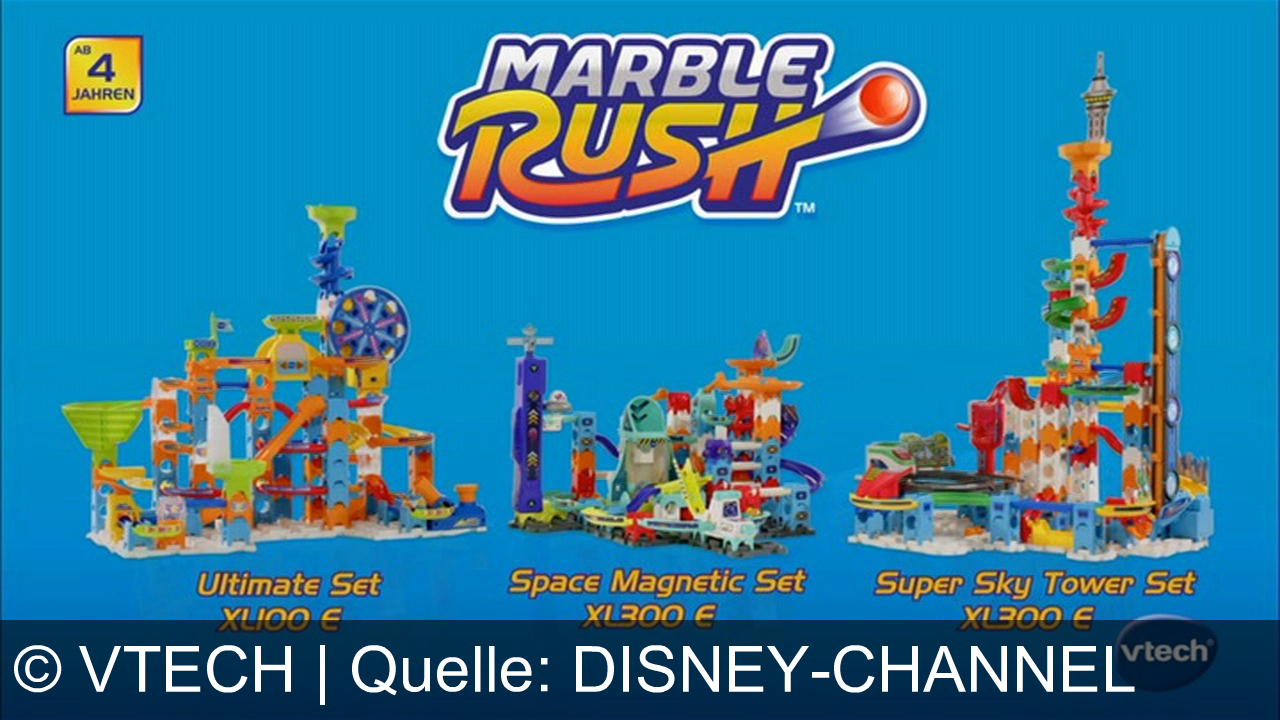 TV Werbung vtech - Erlebe Kugelbahn-Action mit Marble Rush von VTECH! Coole Sound-, Licht- und Motoreffekte, spannende Sets wie Ultimate Set & Space Magnetic Set – baue deine eigene Abenteuerwelt ab 4 Jahren!