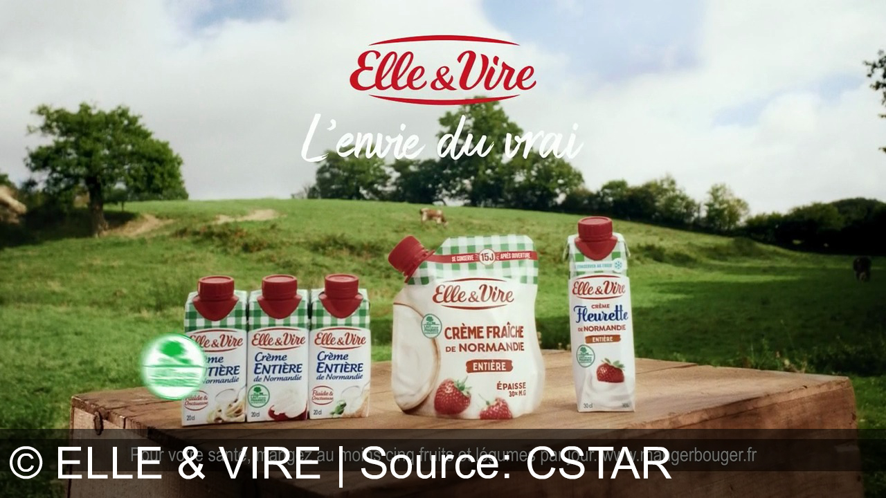 TV Werbung elle & vire - Pour votre santé, mangez 5 fruits et légumes par jour. Avec Elle & Vire, crème fraîche de Normandie, savourez l'envie du vrai. #mangerbouger