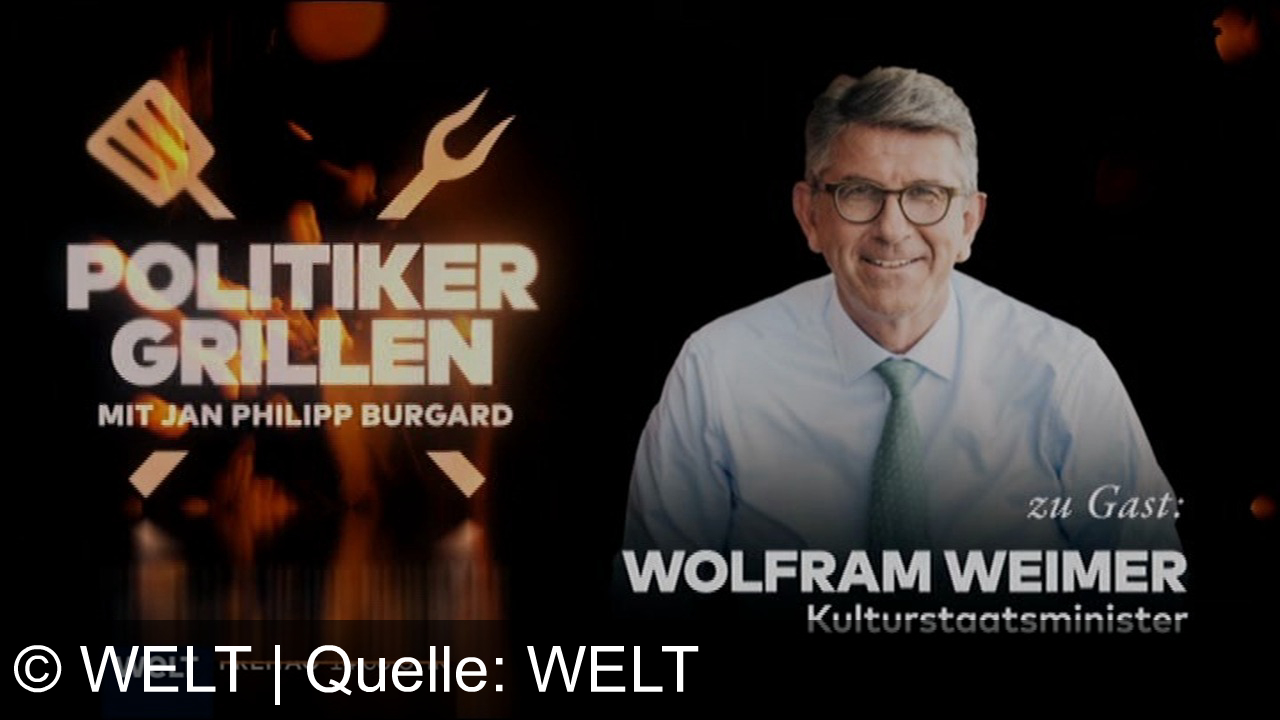 TV Werbung welt - Politiker grillen – der Polit-Talk mit Feuer! Jan Philipp Burgard empfängt Wolfram Weimer, Kulturstaatsminister. Freitags auf WELT – Grillen, Genuss und spannende Gespräche über den Dächern Berlins!