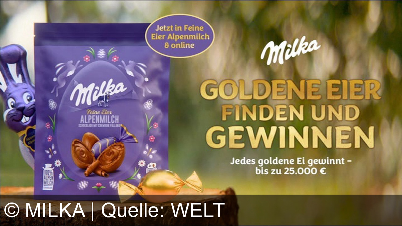 TV Werbung milka - Entdecke die zarte Magie von Ostern mit Milka: Finde goldene Eier und gewinne bis zu 25.000 €. Milka – Weil Zartes besser schmeckt.